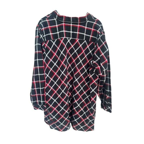 J. Jill Perfect Plaid Tunic Button Front Shirt Top Plus Size 2X Black Red Pocket - Picture 5 of 9